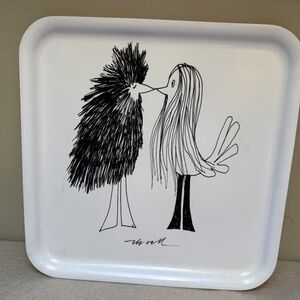 Vintage black and white IKEA Onskedrom bird serving tray by Ollie Eksell